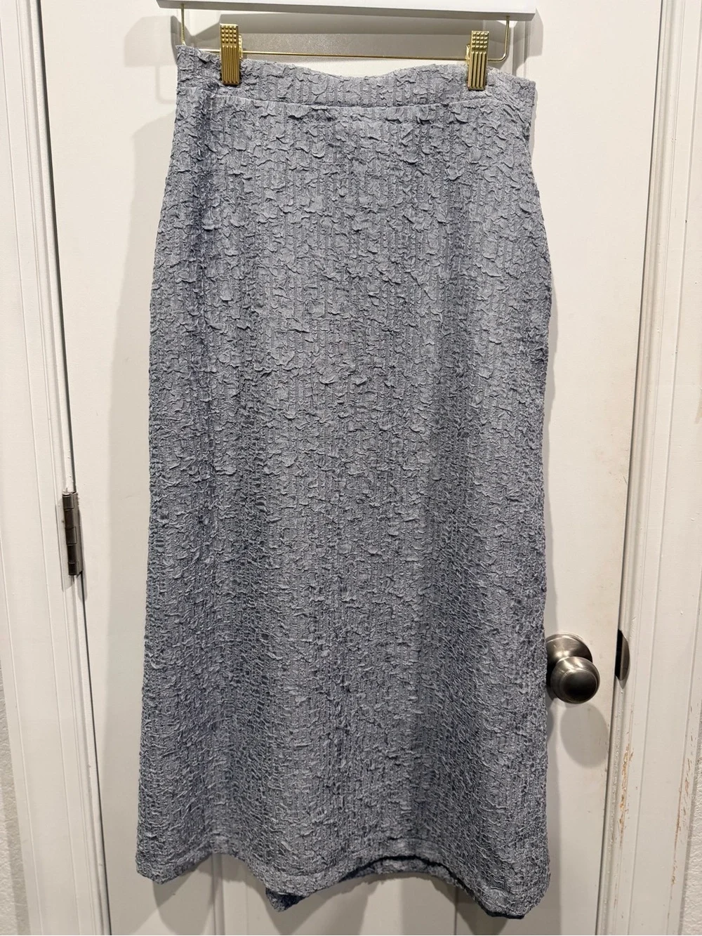Melloday Gray Textured Pull-On Maxi Skirt Size Small